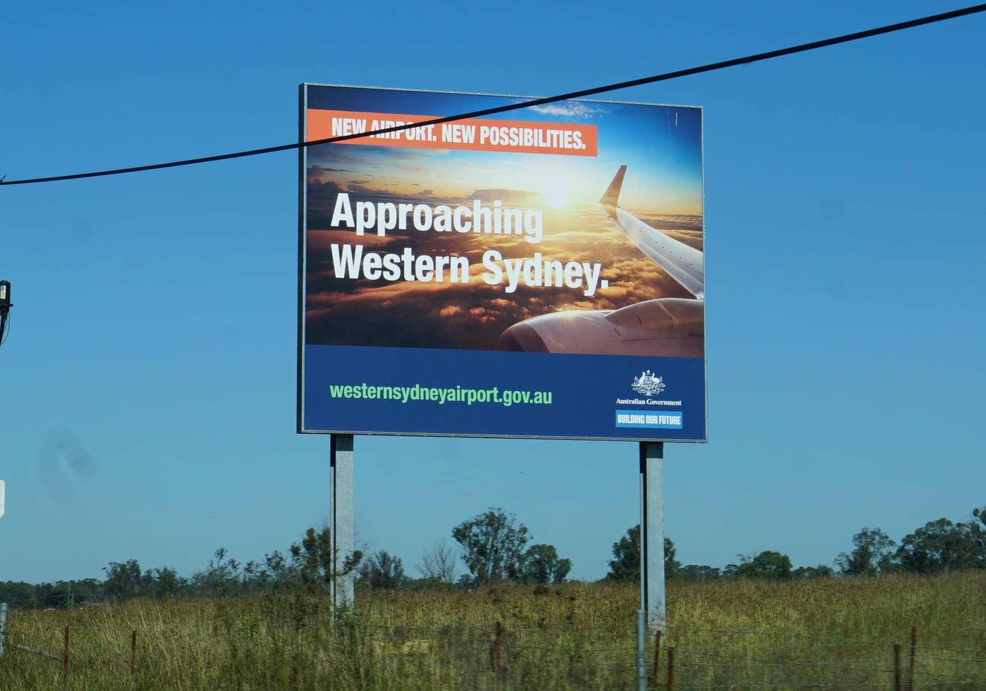 Road sign approaching Western Sydney International Airport